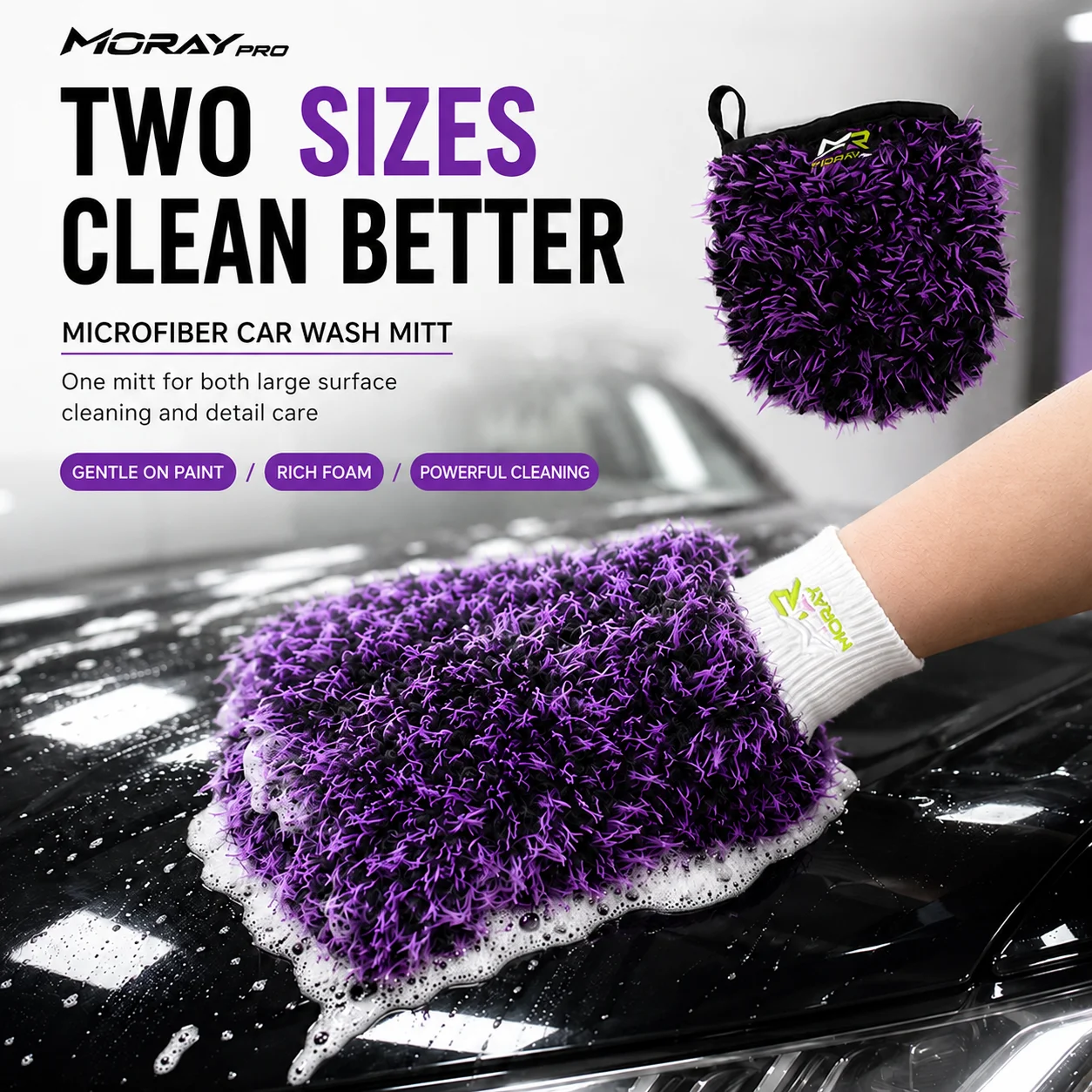 MORAY car wash gloves made of microfiber, thick plush car cleaning cloth, vehicle cleaning tool, soft and delicate without scrat