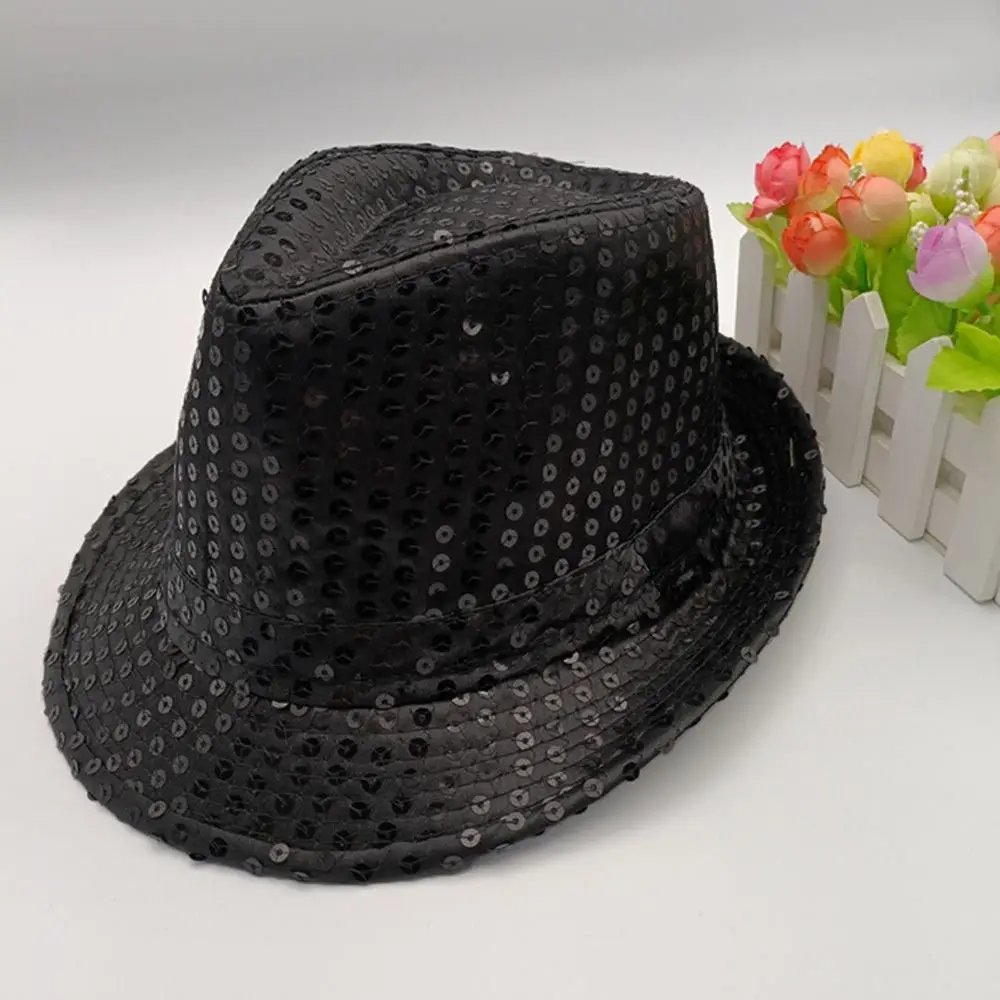 Durable Sequins Jazz Hat Party Shiny Masquerade Panama Cap Stage Cosplay Dance Performance Hat Party image 6