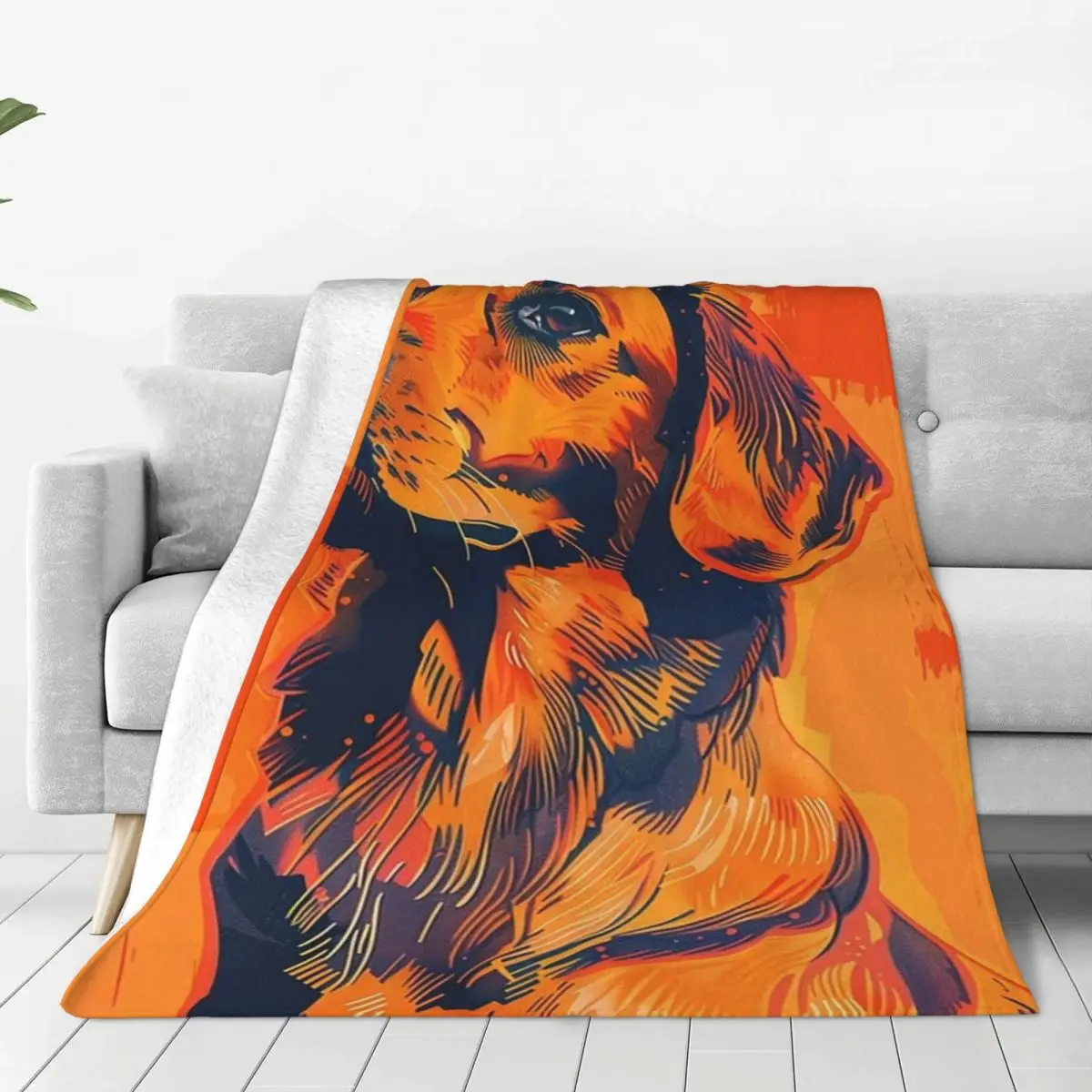 Golden Retriever Lovely Labrador Illustration Blankets Fleece Sofa Throw Blankets For Home Bedroom Office Throws Bedspread Quilt