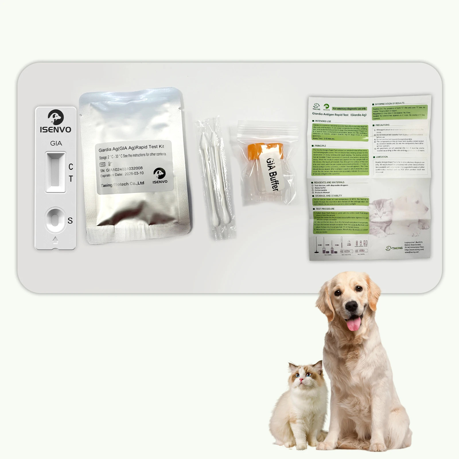 20 30 50 Pcs Giardia Rapid Test Kit, Home Health Test for Dogs Cats, Canine Feline GIA