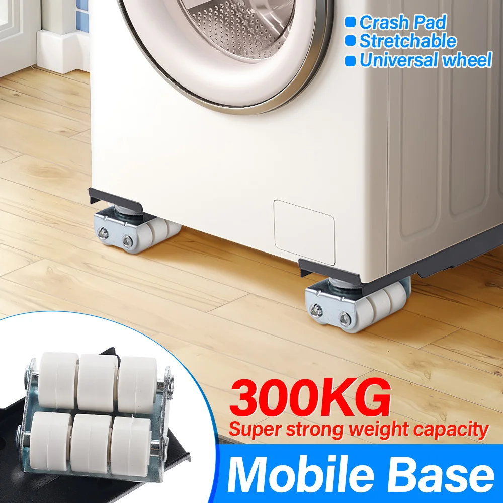 300KG Movable Racks Mobile Roller Bracket Adjustable Washing Machine Stand Refrigerator Base Mount Universal Dryer Holder