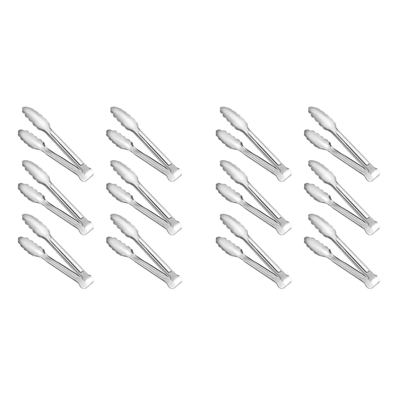 

AB42-12 Pack Сервировочные щипцы Кухонные щипцы, щипцы для шведского стола, щипцы для сервировки еды из нержавеющей стали 304, маленькие щипцы, серебро 7 дюймов
