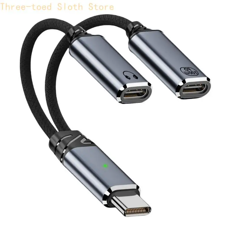 USB C Kopfhörer Ladeadapter Typ C 2 in 1 Splitter Kabel Draht HiFi Sound E74A – Detail 5