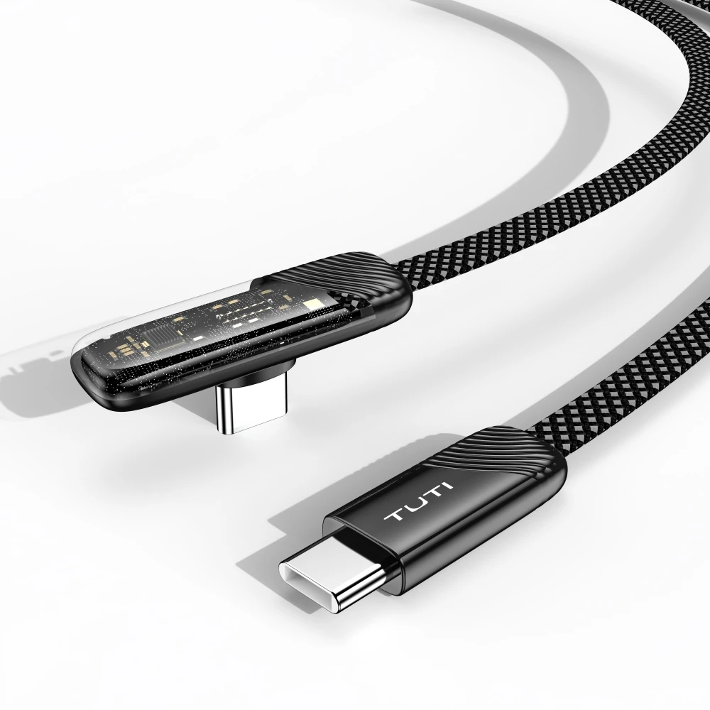 كابل TUTI 60 وات من النايلون المضفر من النوع C إلى النوع C شحن سريع للألعاب وعروض المشاهدة المتوافقة مع iPhone 16