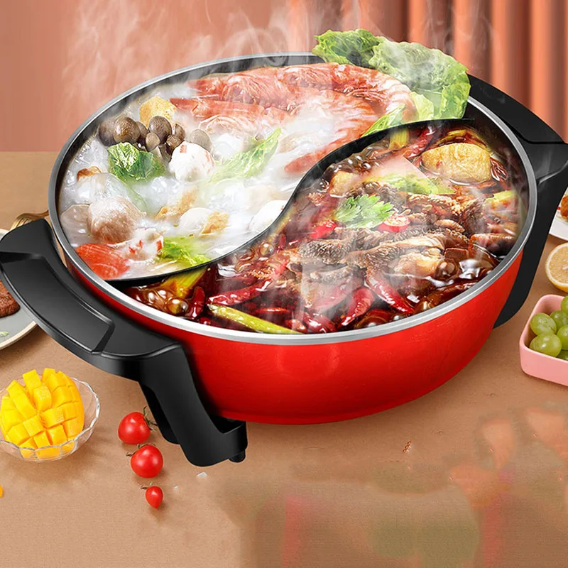 

Food Dish Hot Pot Divided Double Kitchen Round Chinese Hot Pot Thickened Home Instant Noodle Soup Lamb Fondue Chinoise Cookware