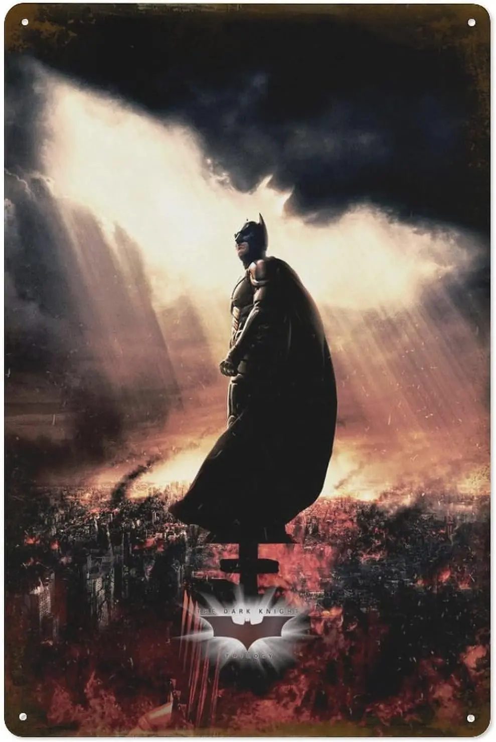 Panneau en métal Dark Knight in Gotham, affiche 8”×12”, panneau décoratif mural amusant, décoration artistique vintage, plaque rétro pour la maison, bar, pub