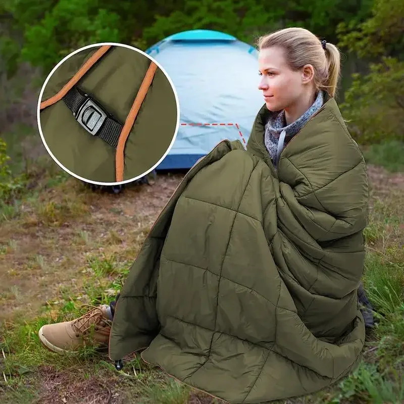 Camping Down Blanket Soft Ultralight Waterproof Poncho Liner Military Accessories Outdoor Hiking Travel Sleeping Pad Quilt Mat