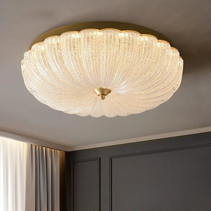 

Modern simple pumpkin room ceiling light warm villa light cream wind study living room ceiling light