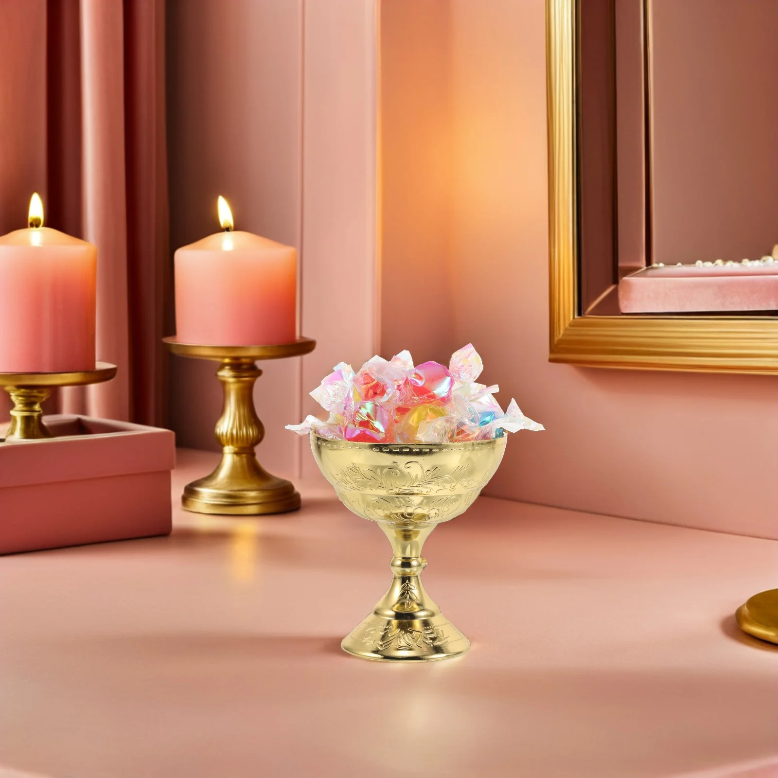 

12pcs Plastic Dessert Serving Cups Wedding Candy Boxes Embossed Goblet Vintage Buffet Containers Holiday Party Supplies