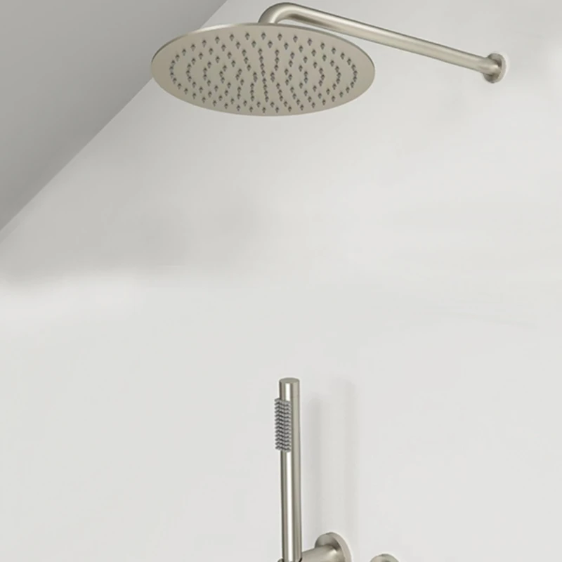 Concealed rain shower set Brushed silver embedded in wall bath pressurized nozzle All copper