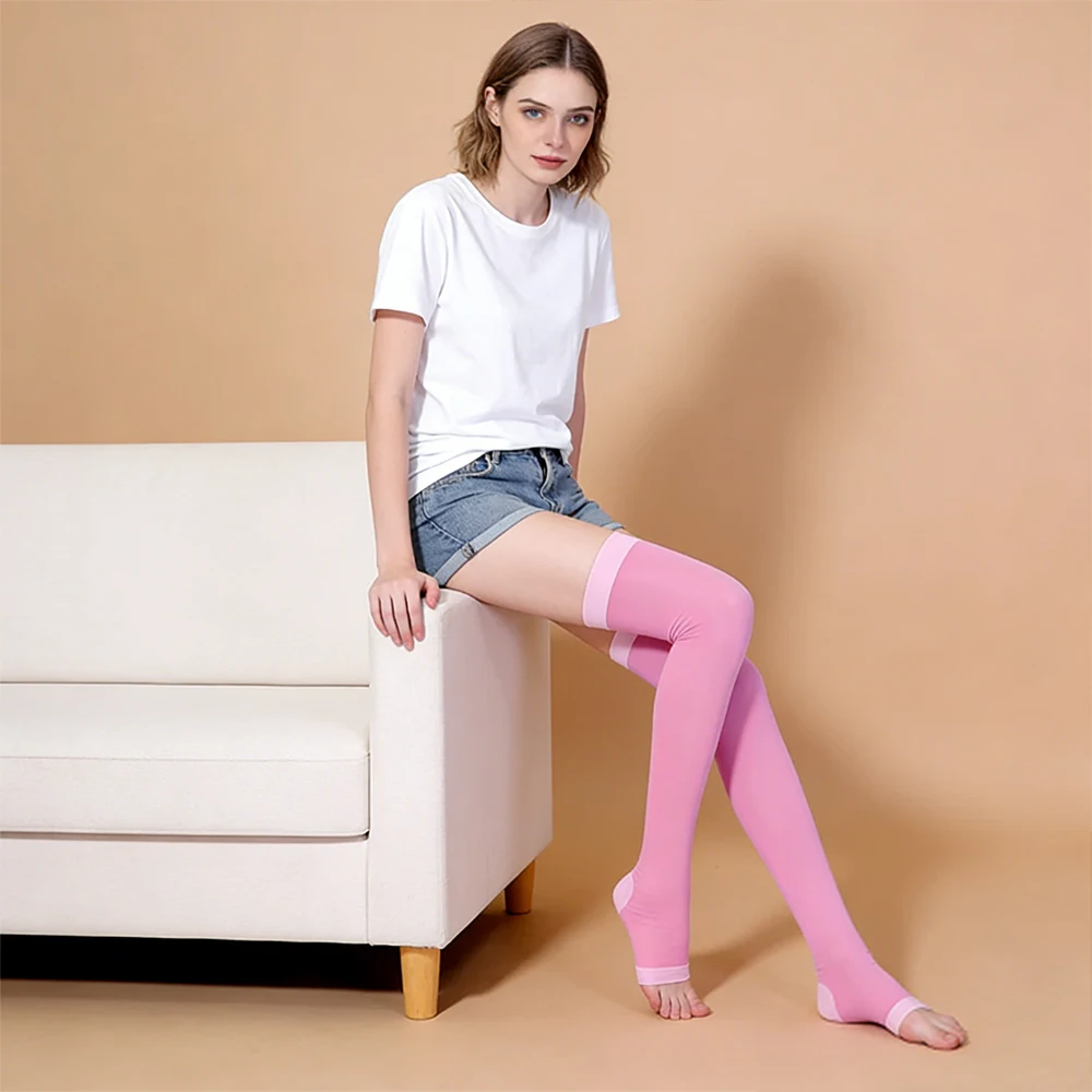 Firm Compression Socks for Women, 420D High Waist Slimming Leg Shaper, Tummy Control Thigh High Stockings for Beauty & Shaping view 2