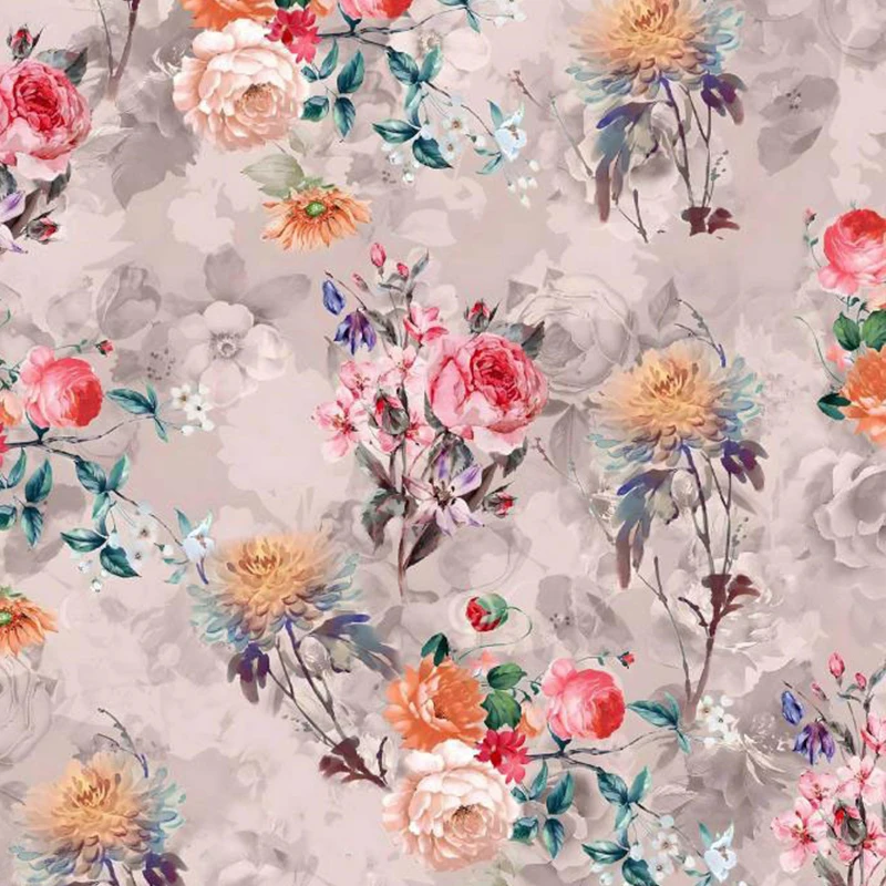 100*145cm Pastoral Style Flowers Printed Cotton Fabric Handmade DIY Cheongsam Dress Shirt Clothing
