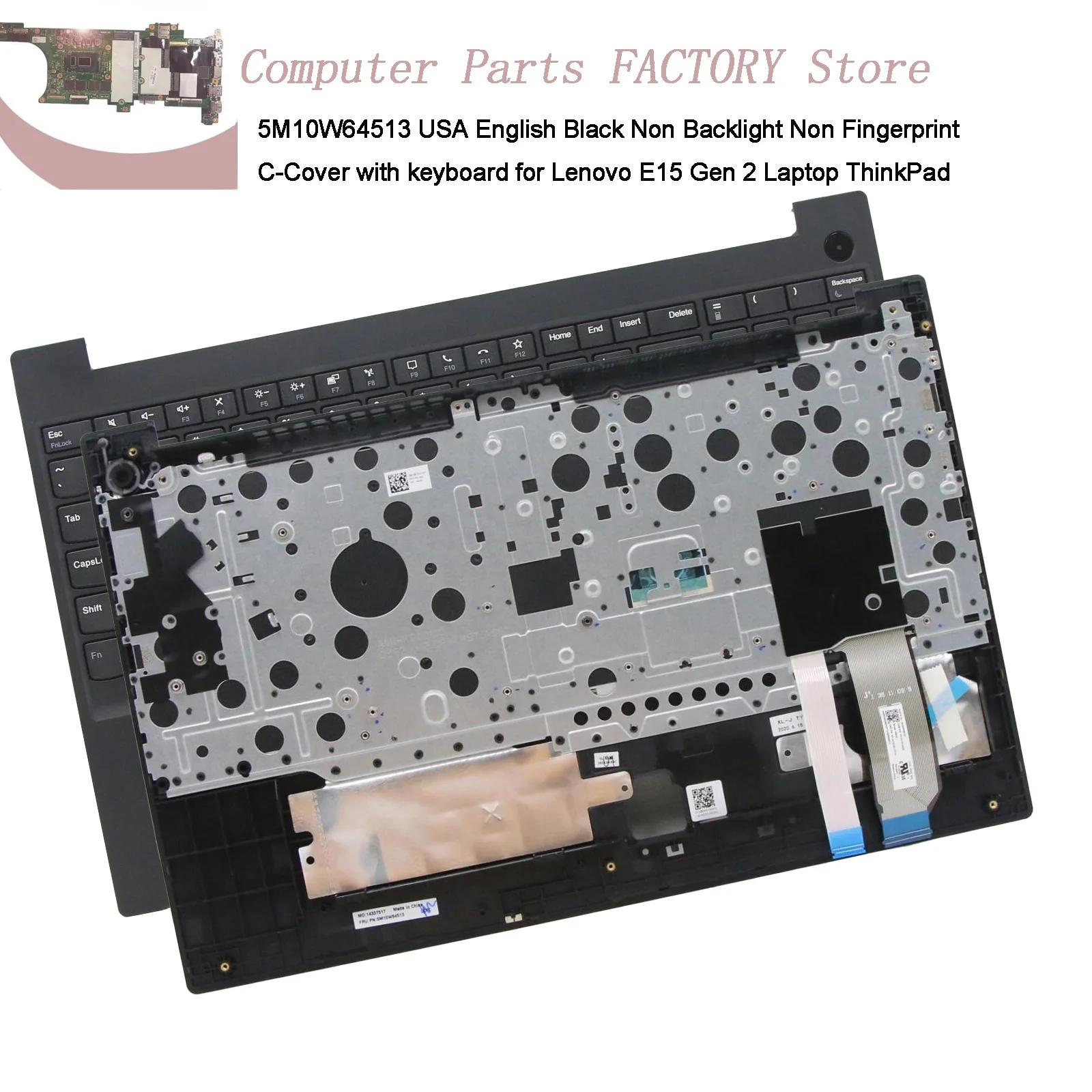 

5M10W64513 США, английский черный C-образный чехол без подсветки и отпечатков пальцев с клавиатурой для ноутбука Lenovo E15 Gen 2, ThinkPad