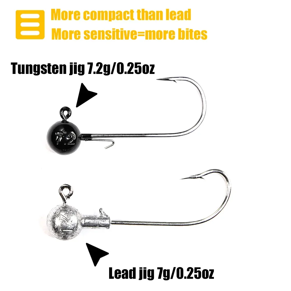 B&U Ami da pesca al tungsteno Richiamo Jig Head Hook 5.3g 7.2g 10.5g 14g Ami a manovella in tungsteno Luccio Bass Swimbait Ami da pesca Accessori