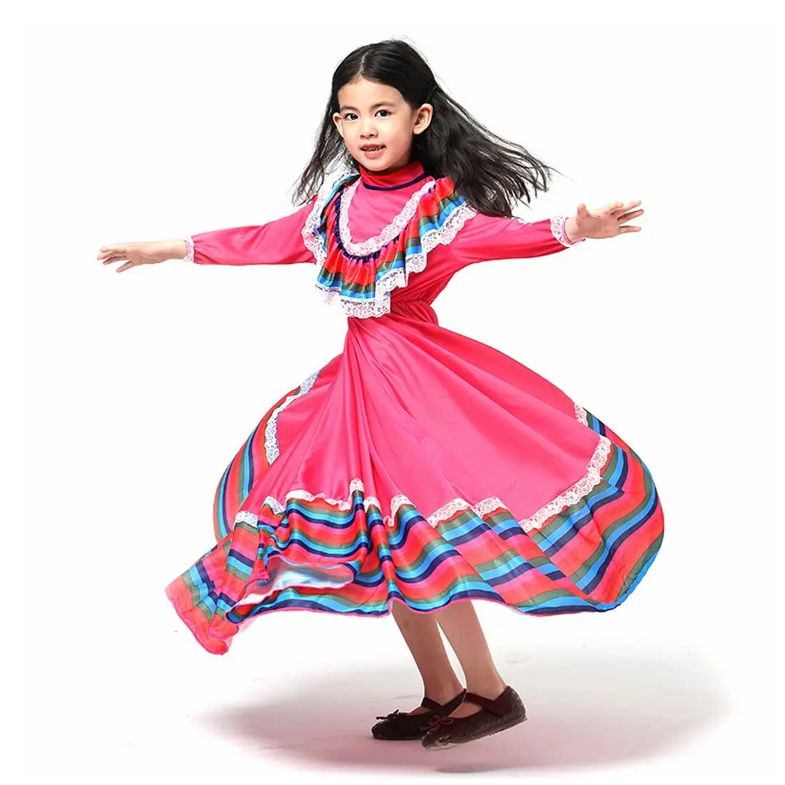 فستان بناتي مكسيكي تقليدي على الطراز الوطني فستان الأميرة الفاخر للهالوين كرنفال أزياء حفلات أعياد الميلاد