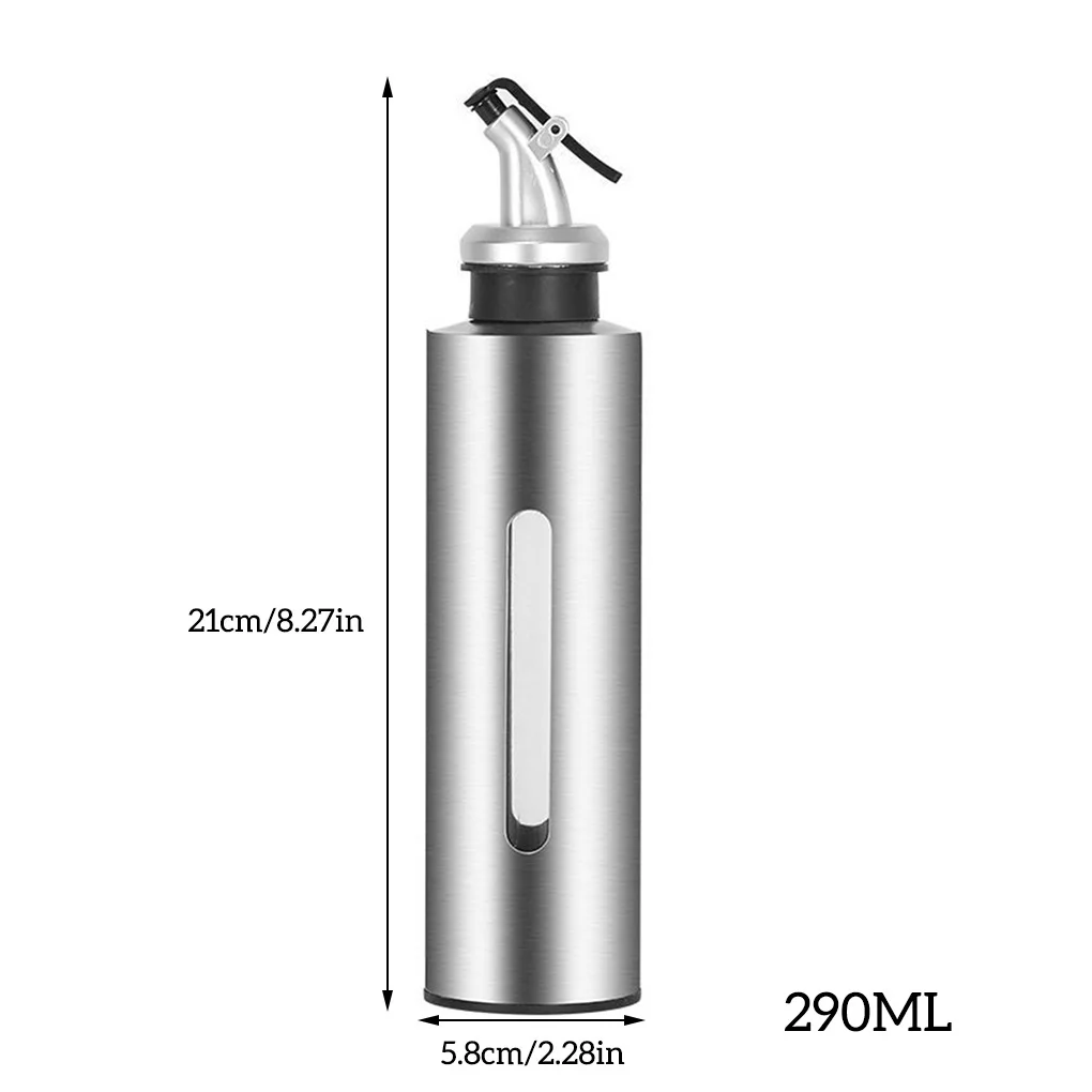 

Portable Stainless Steel 290ml Olive Oil Bottle Vinegar Sauce Holder Dispenser Can Seasoning Visual Empty Seasoning Can Kitchen