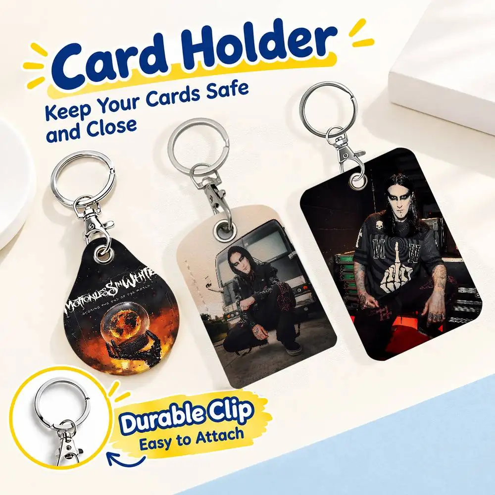 FOR Motionless In White Decades Keychain Card Holder Leather Keeps ID Cash Keys Cards Ready for Work School Travel Daily Errands