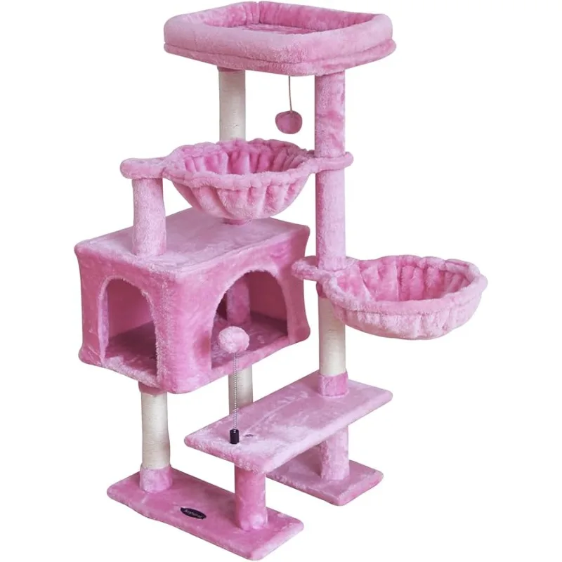 

KIYUMI Cat Tree Tower Condo with Sisal Scratching Post for Indoor Cats Tree Furniture with Hammock Perch and Kitten
