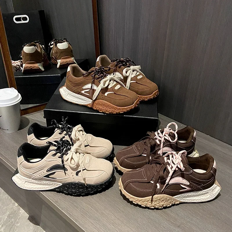 2024 primavera nuova vera pelle retrò tedesco scarpe da allenamento donna contrasto piatto scarpe Casual donna Sneakers donna