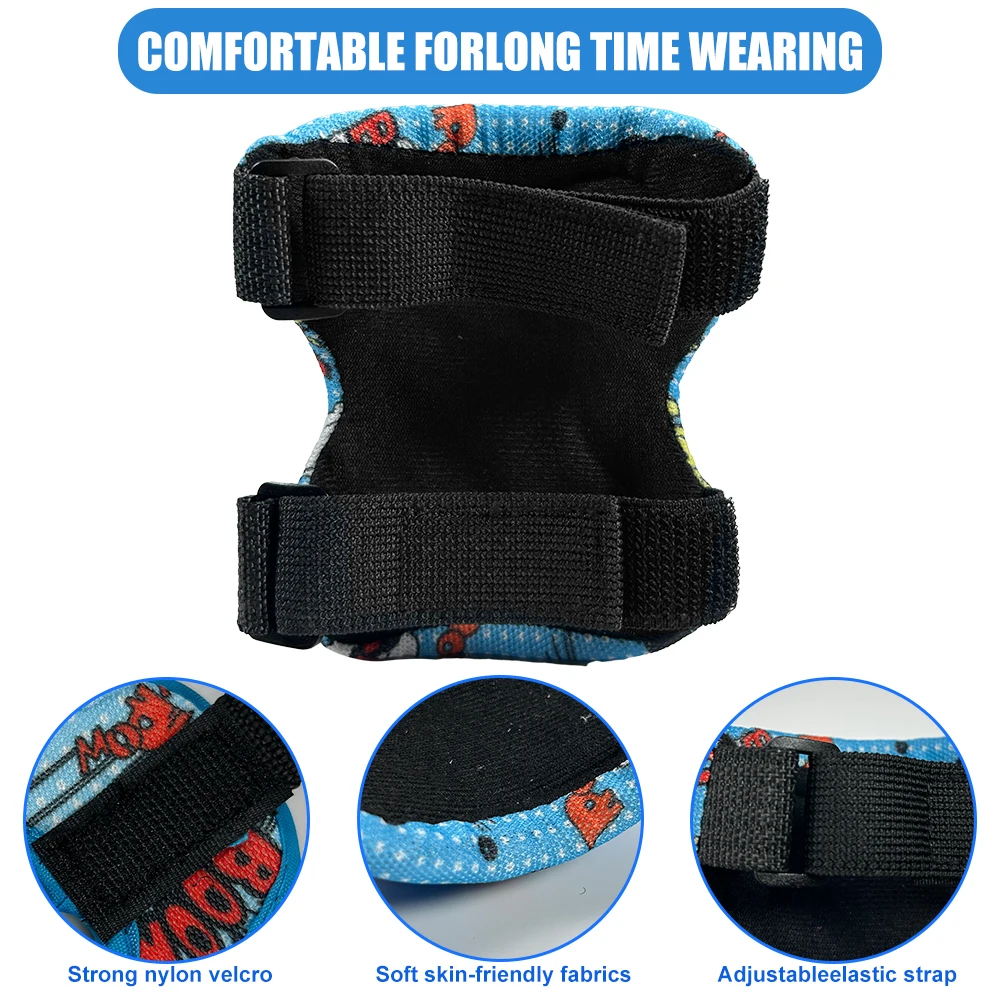 مجموعة وسادات الركبة والكوع للأطفال - معدات أمان واقية للتزلج وركوب الدراجات والسكوتر والتزلج على الجليد وBMX (6 ألوان)