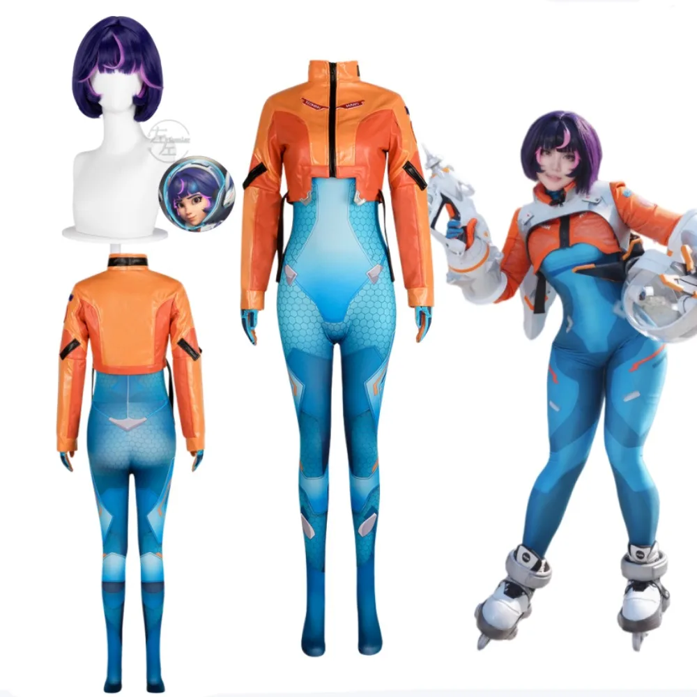 

Juno Cosplay Costume Tight Bodysuit Full Set Adult Women Game Anime Role Play Halloween Stage Performance Comic Con Outfit