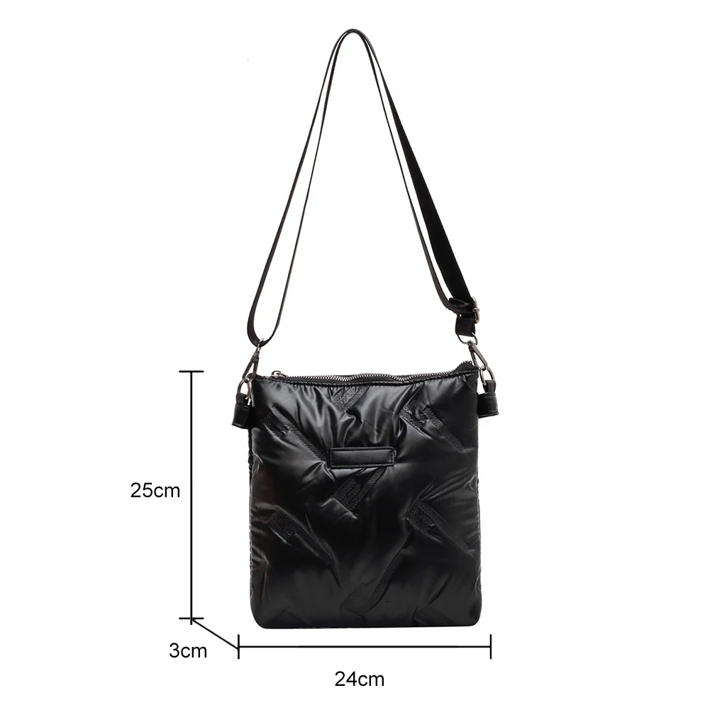 2023 Fashion Women\'s Messenger Bag Quilted Cotton Padded Handbags Solid Color Small Hand Bags for Women Shoulder Crossbody Bags