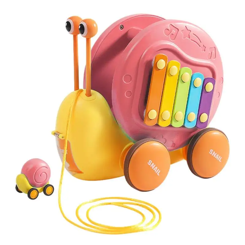 Multifunctional Pull String Snail Music Car Toy Baby Learn To Crawl Reptile Drag Toddler Toy Parent-child Interactive Game