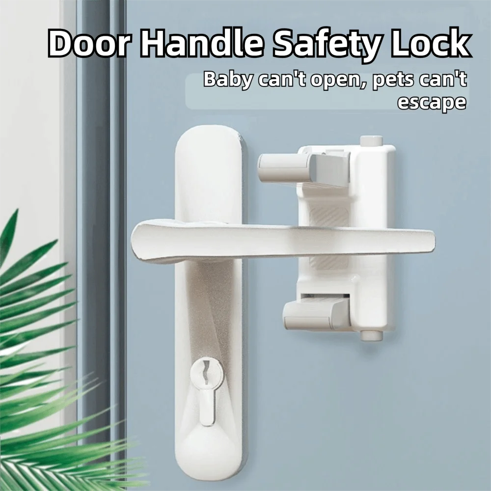 

No Drilling Installation Child Safety Door Handle Lock ABS No Tools Needed Toddler Proof Safety Lock Multi-functional