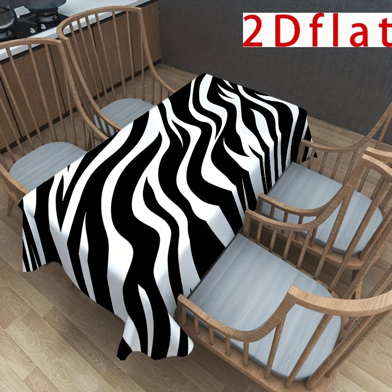 One 2D flat stylish zebra-patterned tablecloth - a must-have for modern home decoration.zyc
