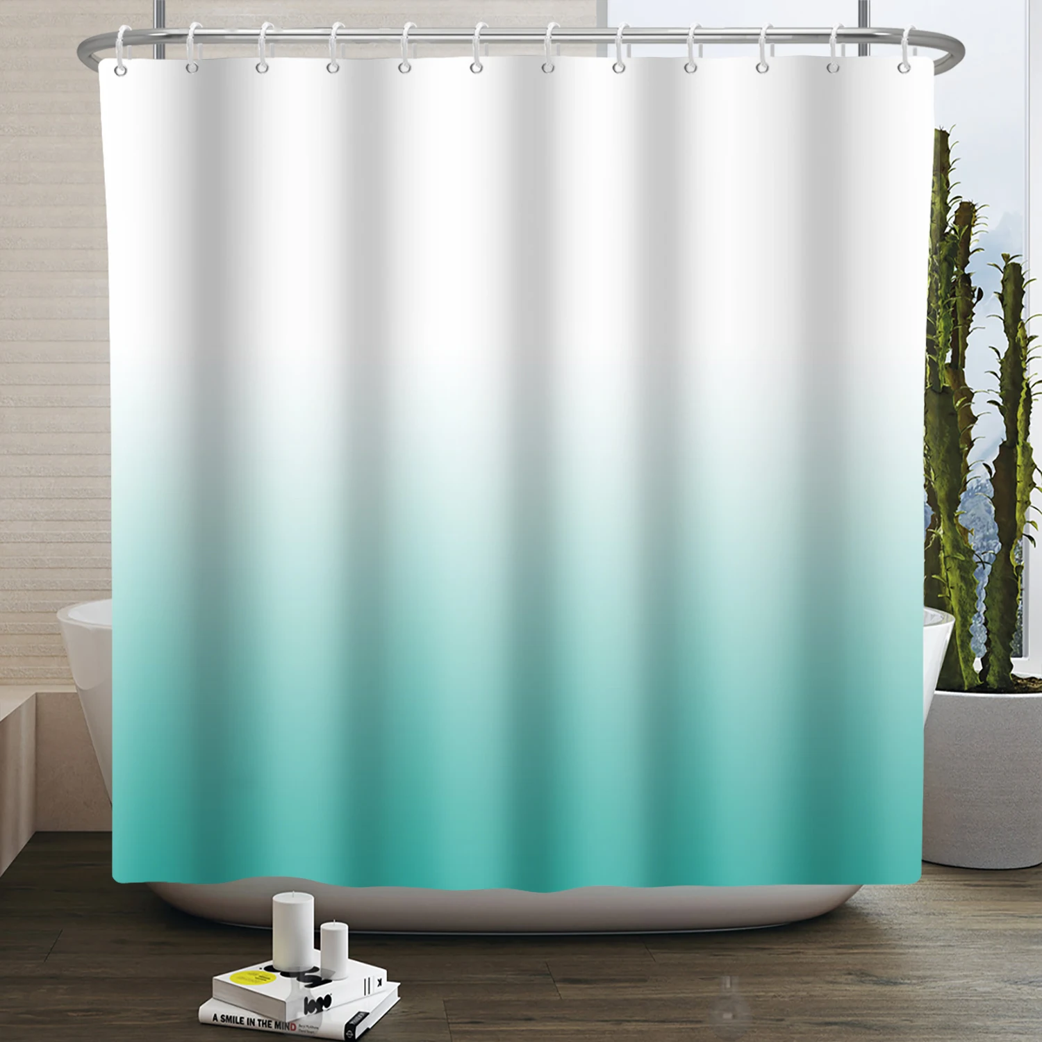 Modern Art Shower Curtains Gradual Change Solid Color Shower Curtain Bath Curtain For Bathroom Decor Machine Washable With Hooks