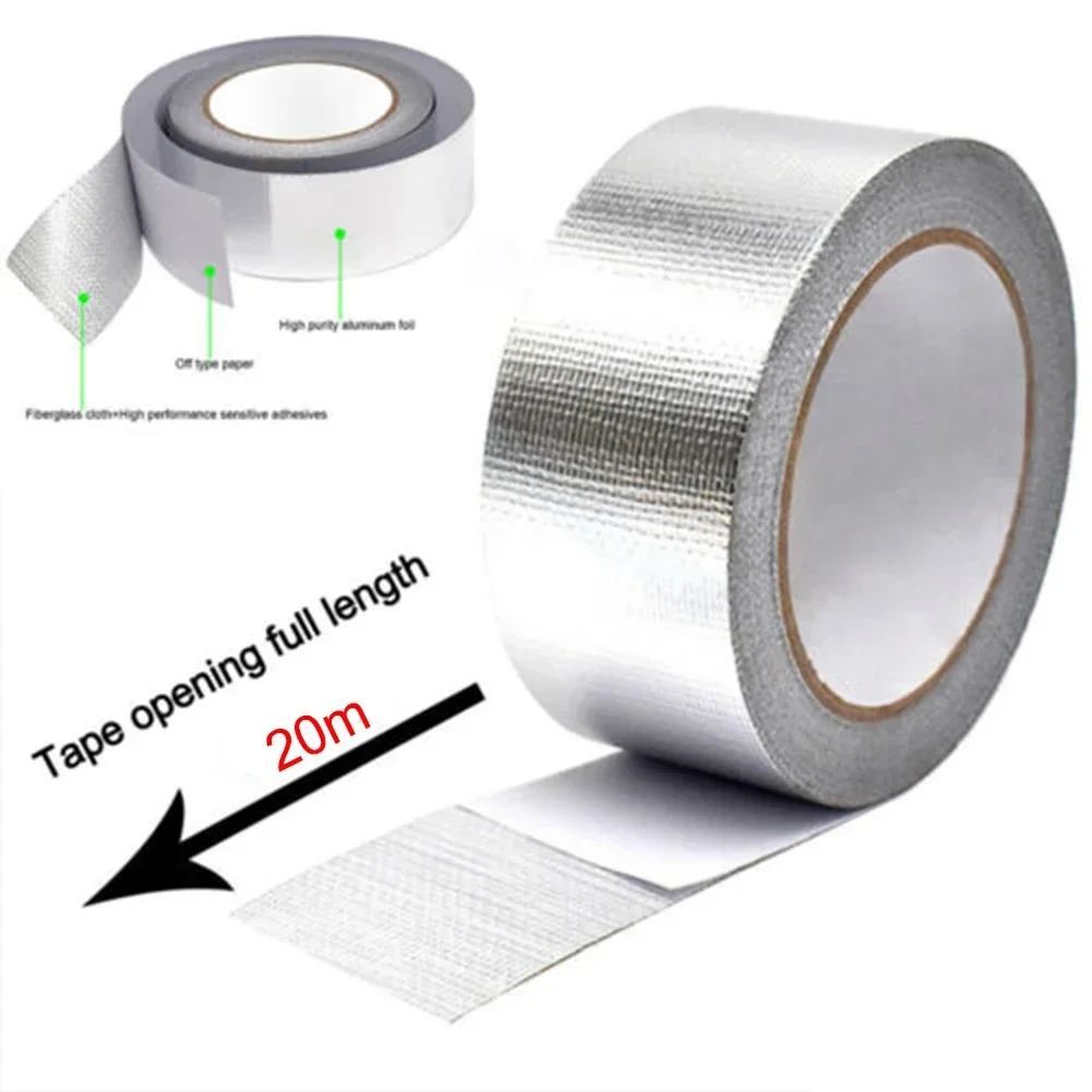 20M*5CM Roll Fiberglass Heat Shield Motorcycle Exhaust Header Pipe Heat Wrap Tape Thermal Protection Exhaust Pipe Insulate