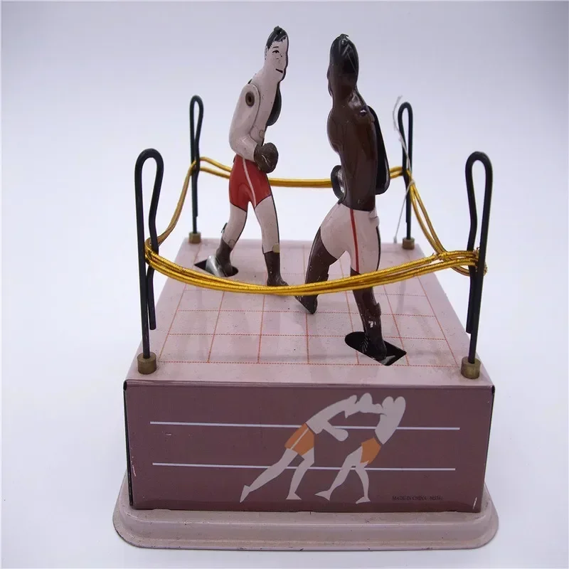 [Funny] Adult Collection Retro Wind up toy Metal Tin arena champions boxer Boxing ring game Mechanical toy Clockwork toy figures