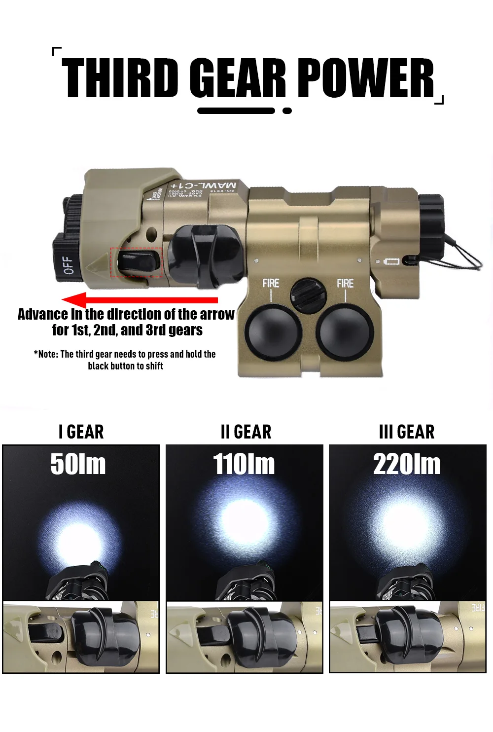 WADSN Neues Verbessertes MAWL-C1 Taktisches Airsoft Voll-Metall CNC LED-Zielgerät MAWL Rotpunkt Grün Blau Jagd M300 M600 Lichter IR-Laser – Detail 6