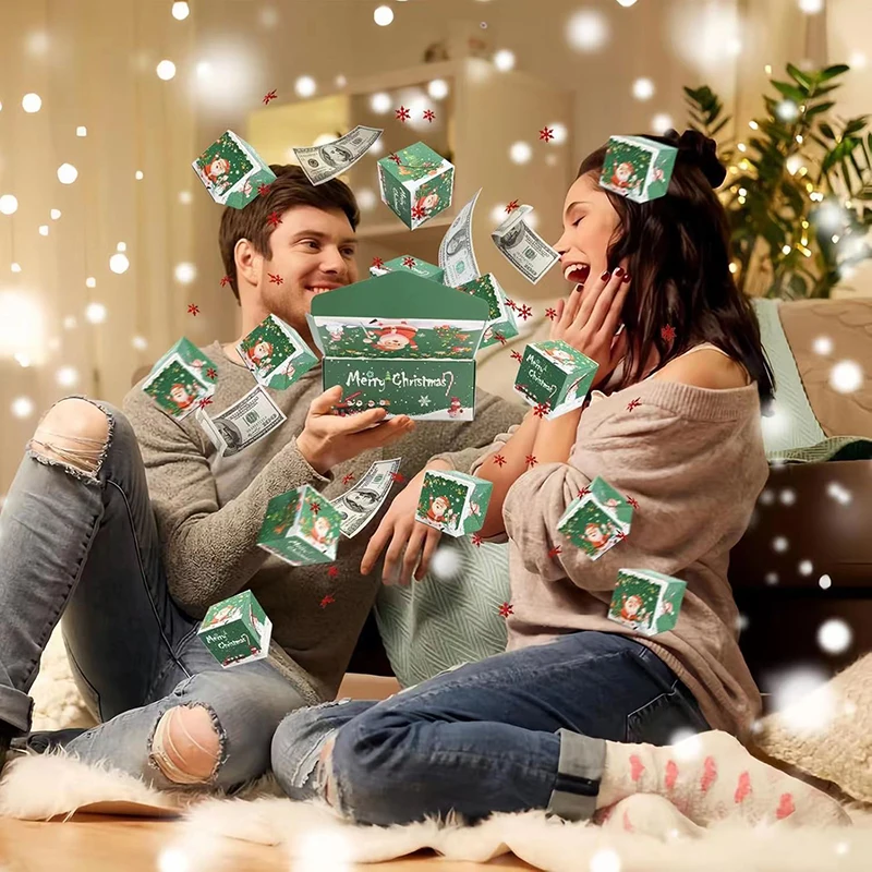 10 Stück Weihnachts-Überraschungs-Pop-up-Geschenkbox Rot/Grün Einzigartige Faltbare Springende DIY-Geschenkbox Weihnachtsparty-Dekoration – Detail 3