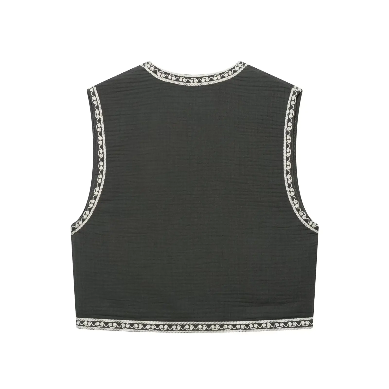 

Retro Embroidered Open Cardigan Top Vest Women's Faion New Arrival ort Sle Comfortable Fit V-Ne Spring Season