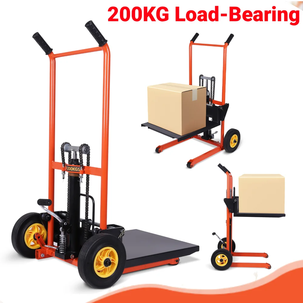 

Metal Load-Bearing Forklift with Adjustable Forks Pallet Jack Truck Dolly for Construction Warehousing and DIY Projects