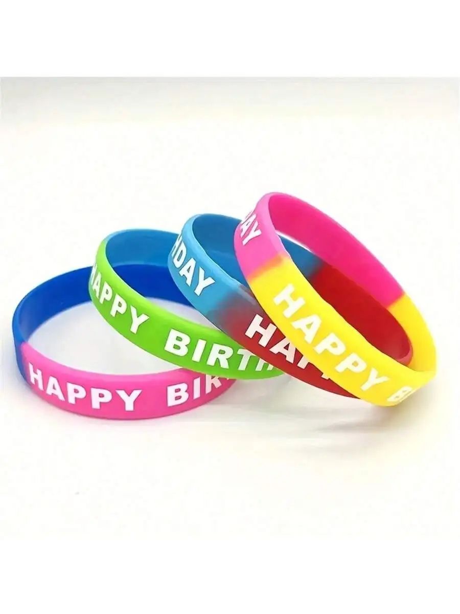 8/16/24/48pcs Colored Silicone Wristbands for Birthday Party Supplie,Interesting birthday present,Happy Birthday Rubber Bracelet