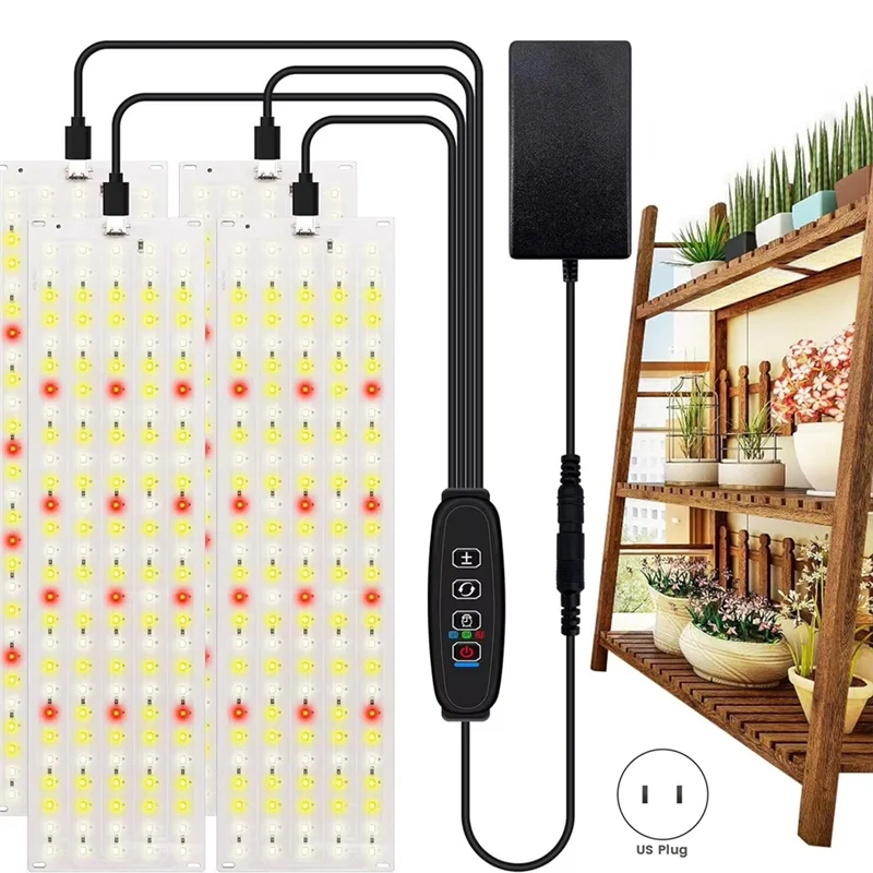 ABKS-LED Plant Growth Lamp Full Spectrum Dimmable Timer Plant Lights For Indoor Plants Rack US Plug