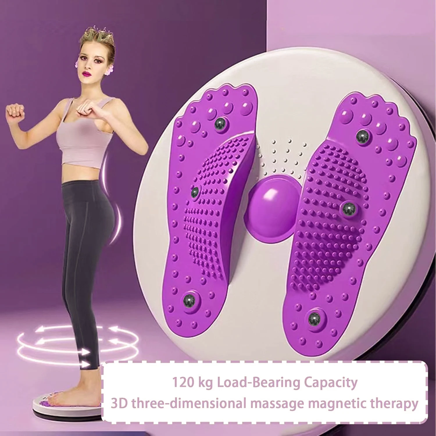 Disco Twister de cintura roxo com contador LCD, 360 °   Placa de fitness de rotação para perda de peso e exercícios básicos