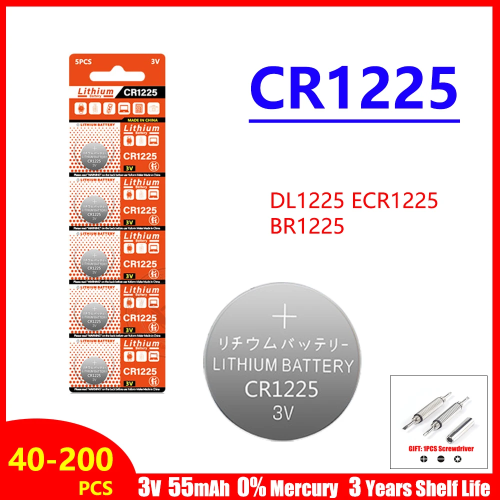 CR1225 CR 1225 3V 55mAh Lithium Battery LM1225 BR1225 KCR1225 Button Coin Cell For Toy Car Remote Control Calculator Watch Scale