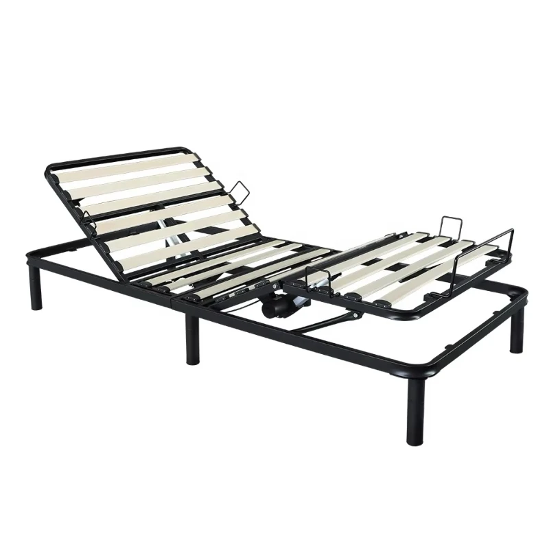 Custom adjustable remote-controlled folding stand with tilt function and slat design.