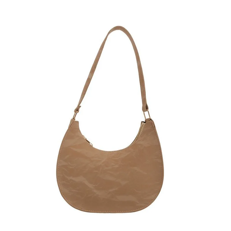 Bolso de hombro versátil, bolsa de media luna de alta gama, simple, color sólido, nuevo