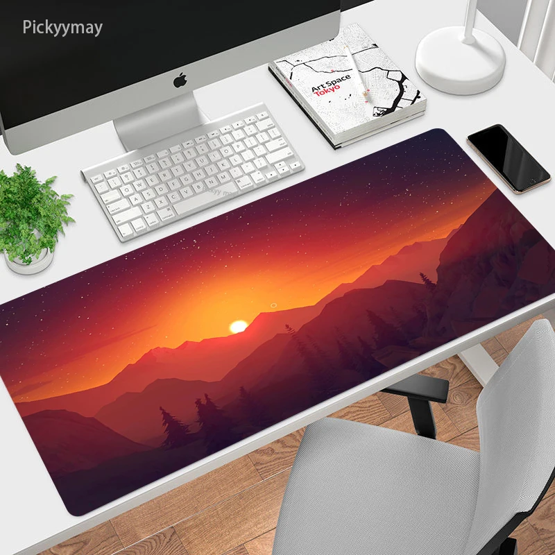 90x40cm Deep Forest Firewatch Hd Print Moutain Thickened Mouse Pad Mouse Mat  Locking Edge Oversized Gaming Keyboard Table Mat