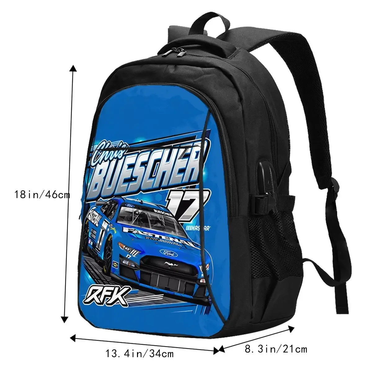 Chris Buescher 17 トラベル ラップトップ バックパック、USB 充電ポート付きビジネス防水バックパック、男性と女性のための大学バッグ