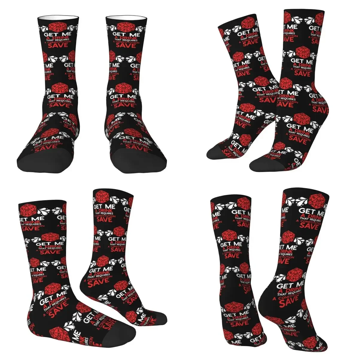 

DND Pen And Paper Gift Id Socks Harajuku Sweat Absorbing Stockings All Season Long Socks for Man Woman Valentine's Day Gifts