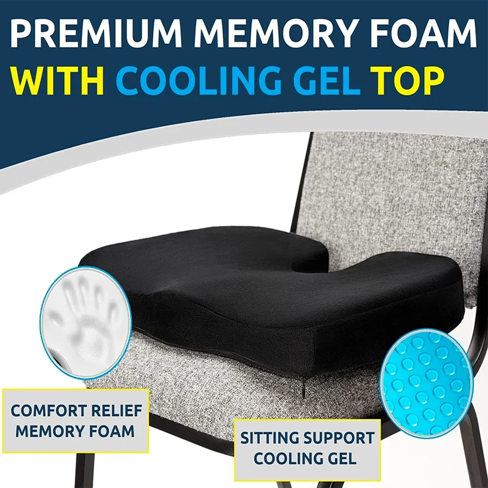 1 pz Gel Enhanced Seat Cushion Gel ortopedico antiscivolo e Memory Foam coccige Protect Cushion per sedia da ufficio cuscino per seggiolino auto