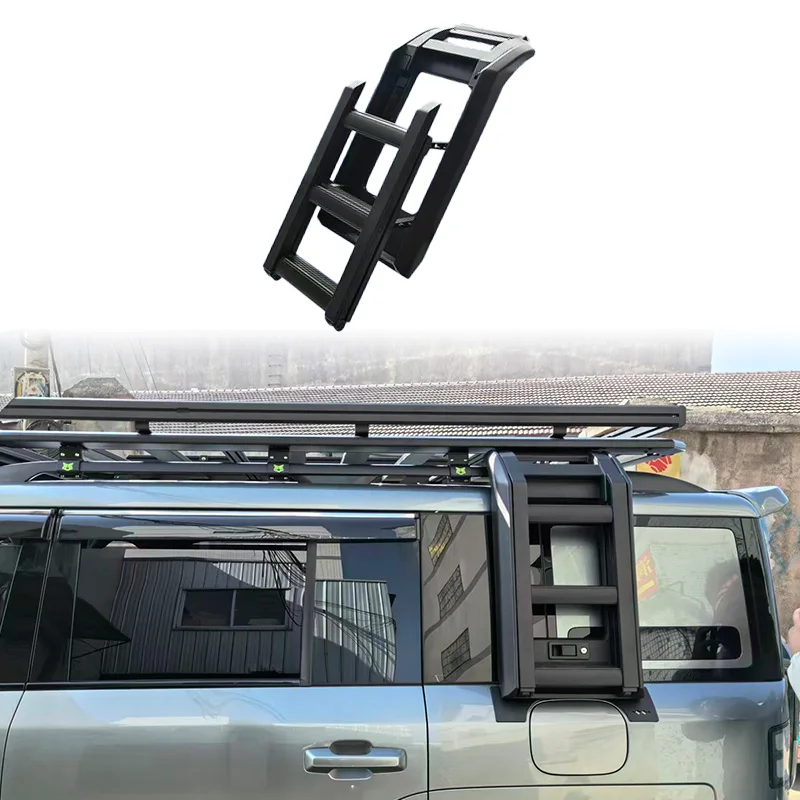 

Durable Aluminum Alloy Black Rear Ladder Car Side Ladder for Defender 90/110 (2015-2016 1986-1990) Accessories