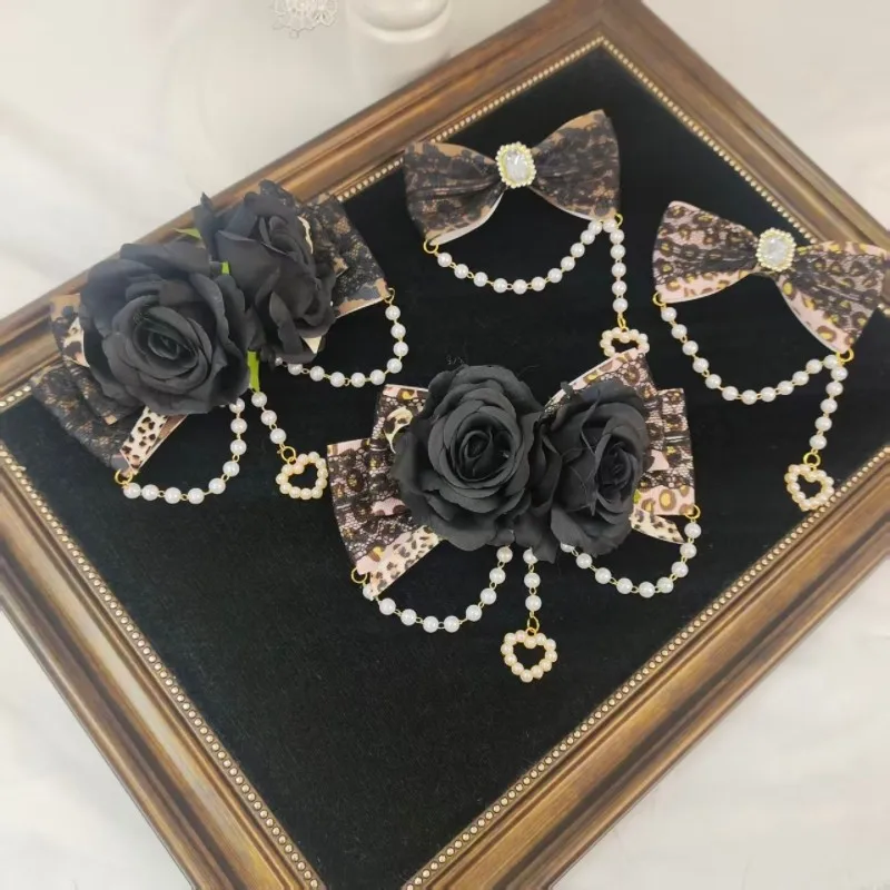 lolita-hair-clips-for-girls-handmade-leopard-print-subculture-pearl-chain-shibuya-spicy-girl-hair-accessories-sweet-hairpin