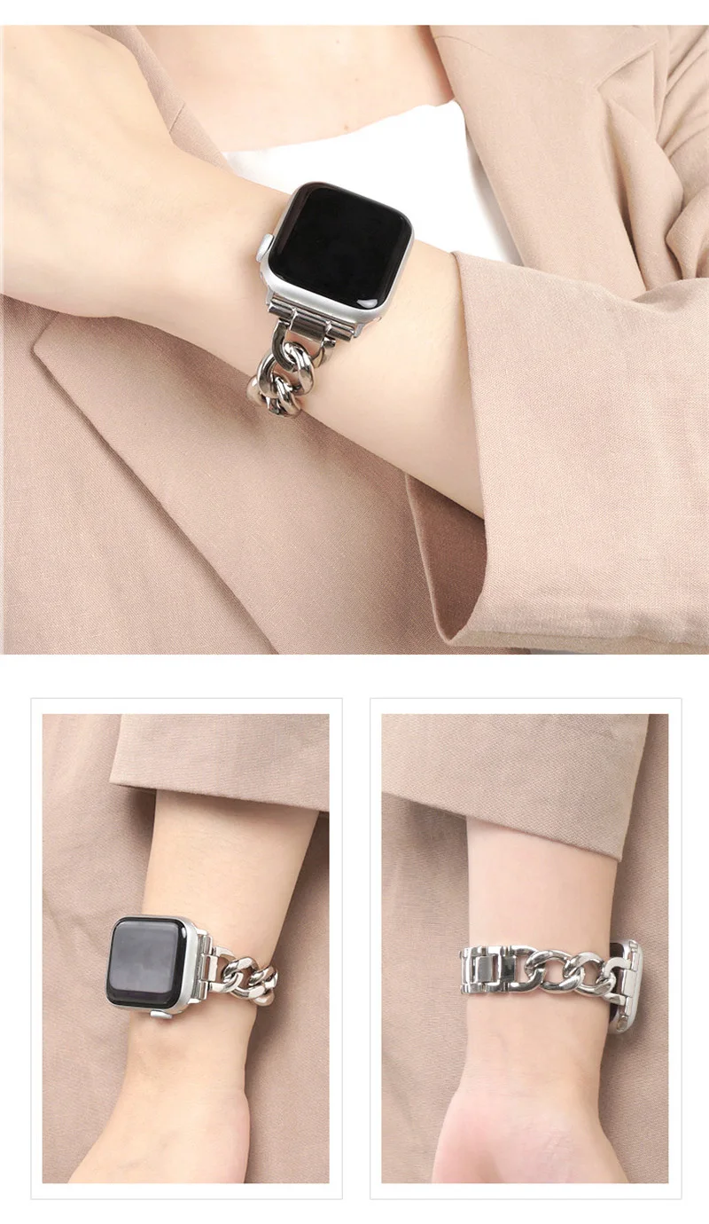 Metallisches Kettenarmband für Apple Watch 45mm 41 49 38 40 44 46 42mm Uhrenarmband für IWatch Series 4 5 6 7 8 se 9 10 11 12 Ultra – Detail 9