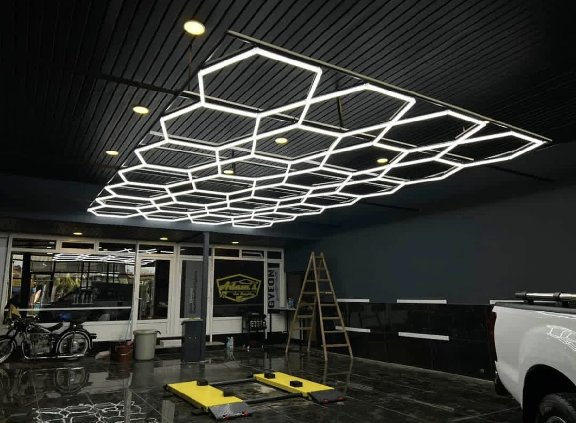 

5 Hex Hexagon LED Light Cold White IP65 Waterproof for Garage Workshop Office Garden Road Ceiling AC Power Supply